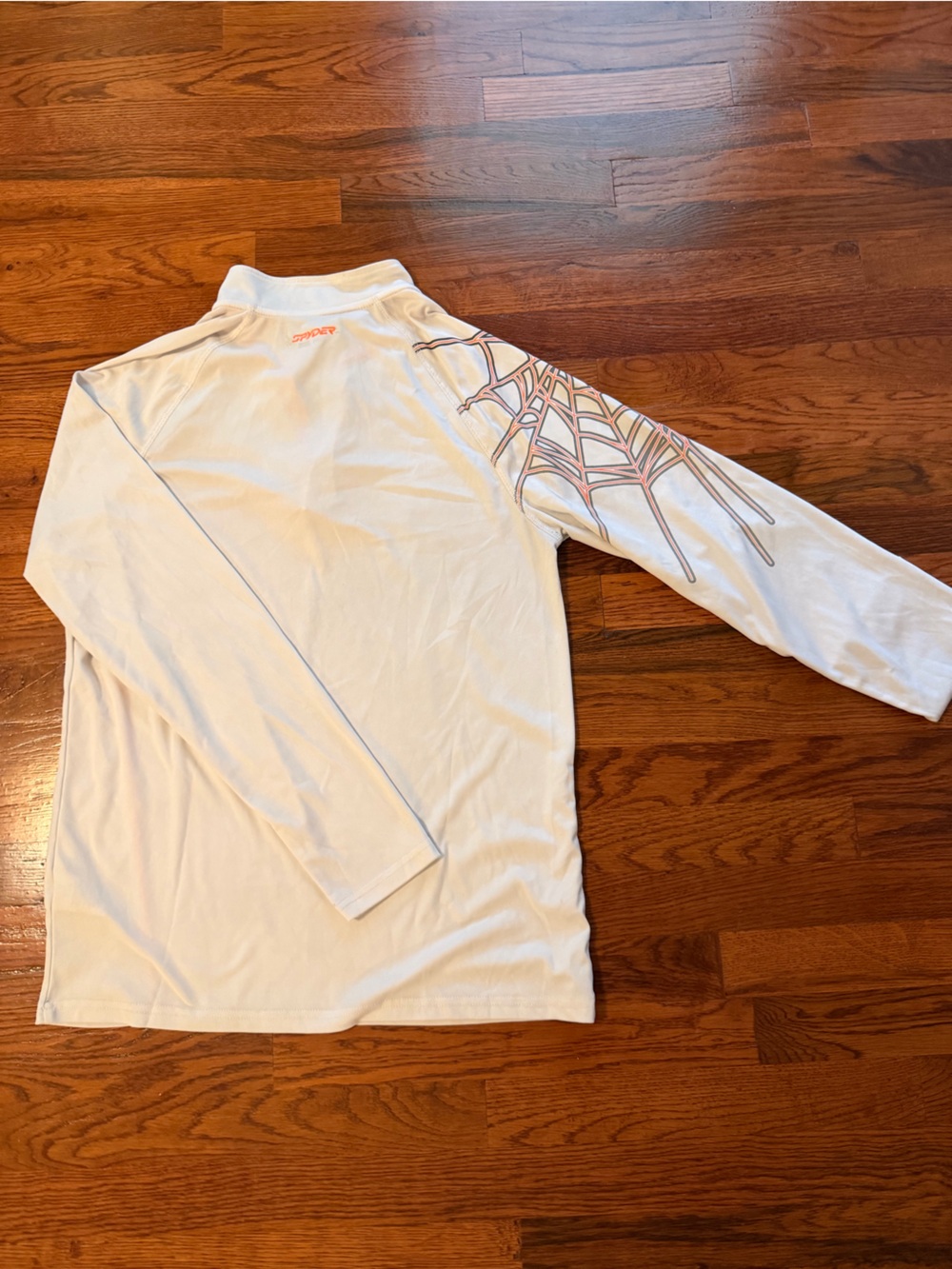 Spyder Men’s White Long-Sleeve Performance Top with Orange Logo - Picture 2 of 2